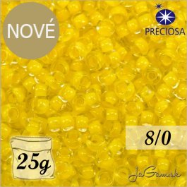 Rokajl Preciosa 8/0 Priehľadná so žltým prieťahom č.08A86-25g (PR08015)